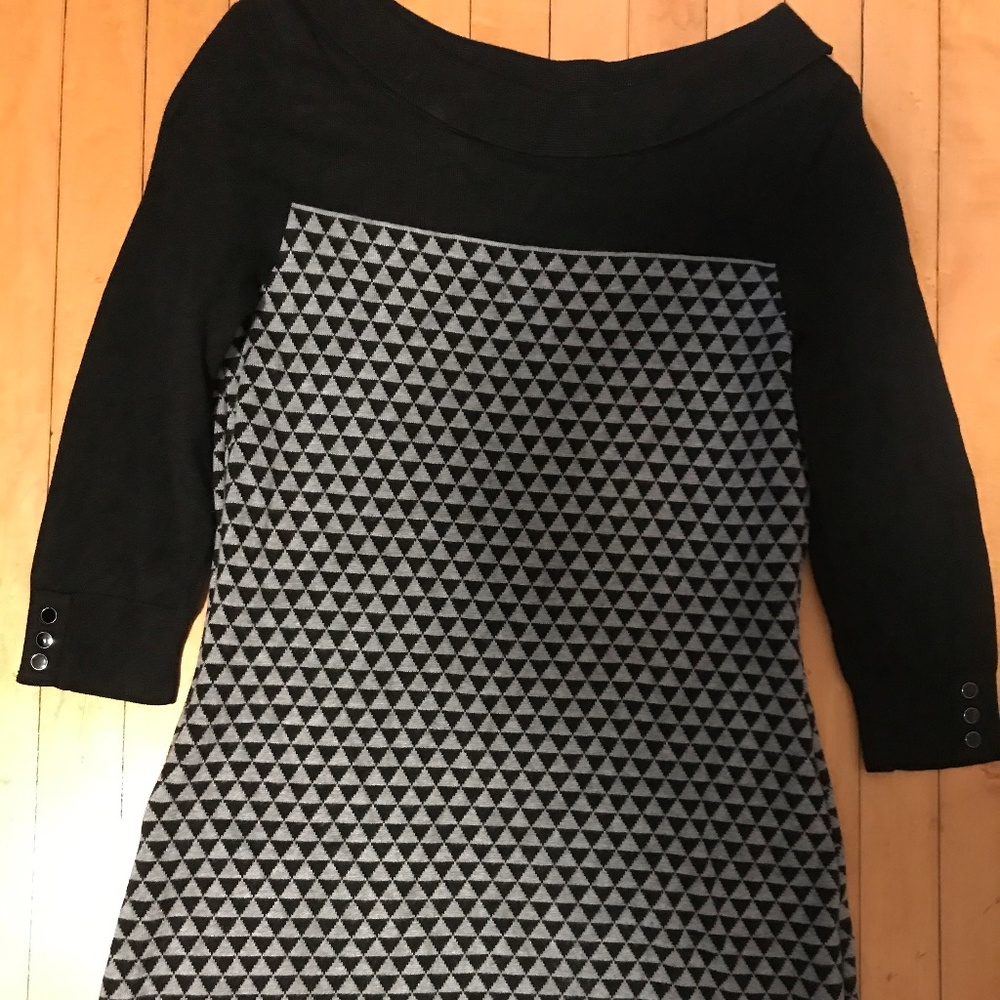 Warm Grey & Black Sweater Dress